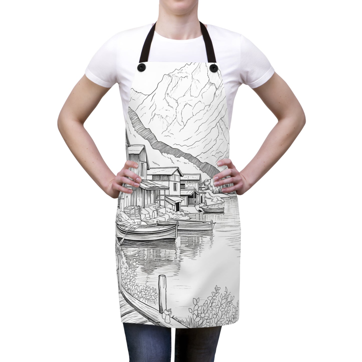 Apron Coloring Kit with 10 Fabric Markers - Mountain and Lake