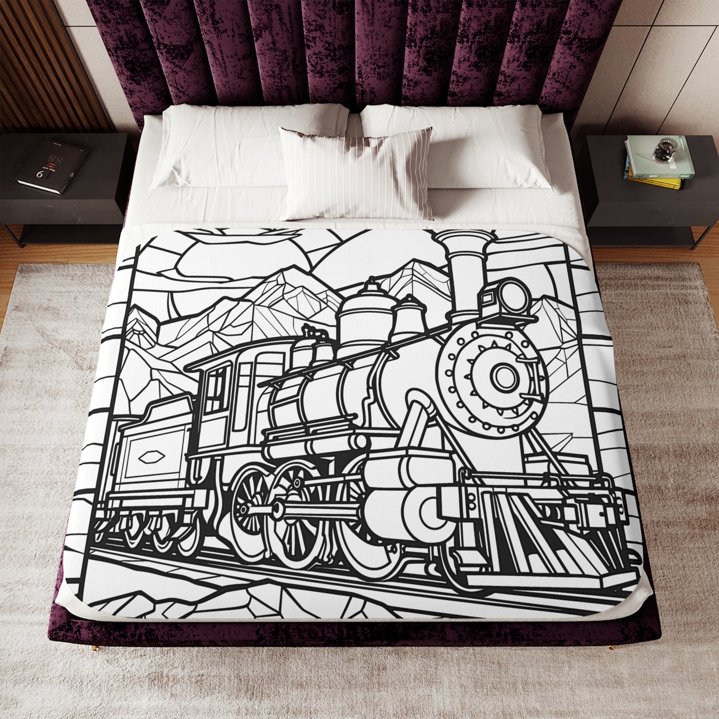 Blanket Coloring Kit with 10 Fabric Markers - Steam Locomotive