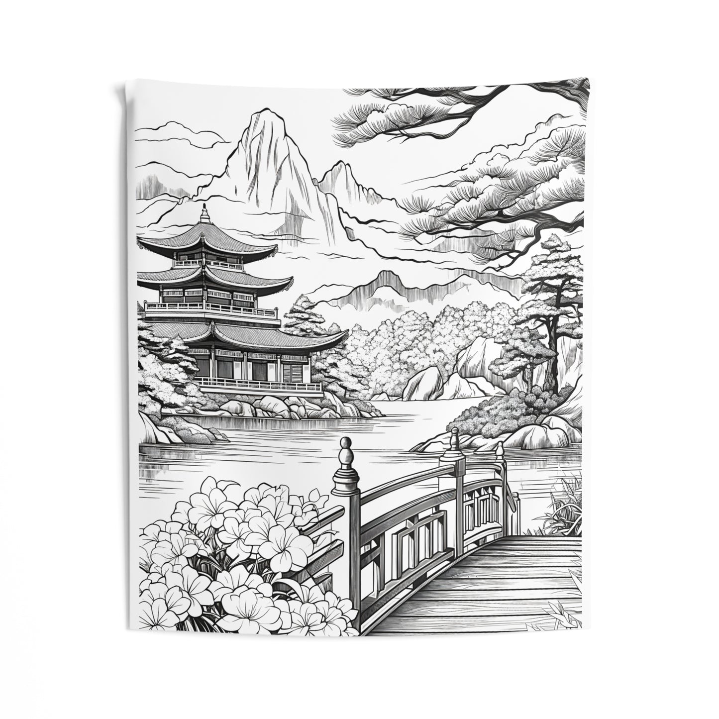 Indoor Wall Tapestries Coloring Kit with 10 Fabric Markers - Zen Garden