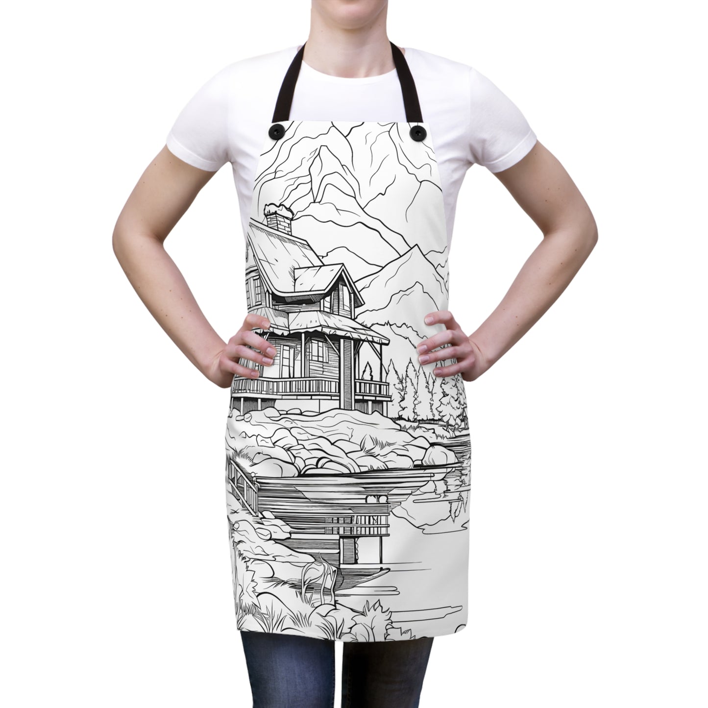 Apron Coloring Kit with 10 Fabric Markers - Mountain Cabin