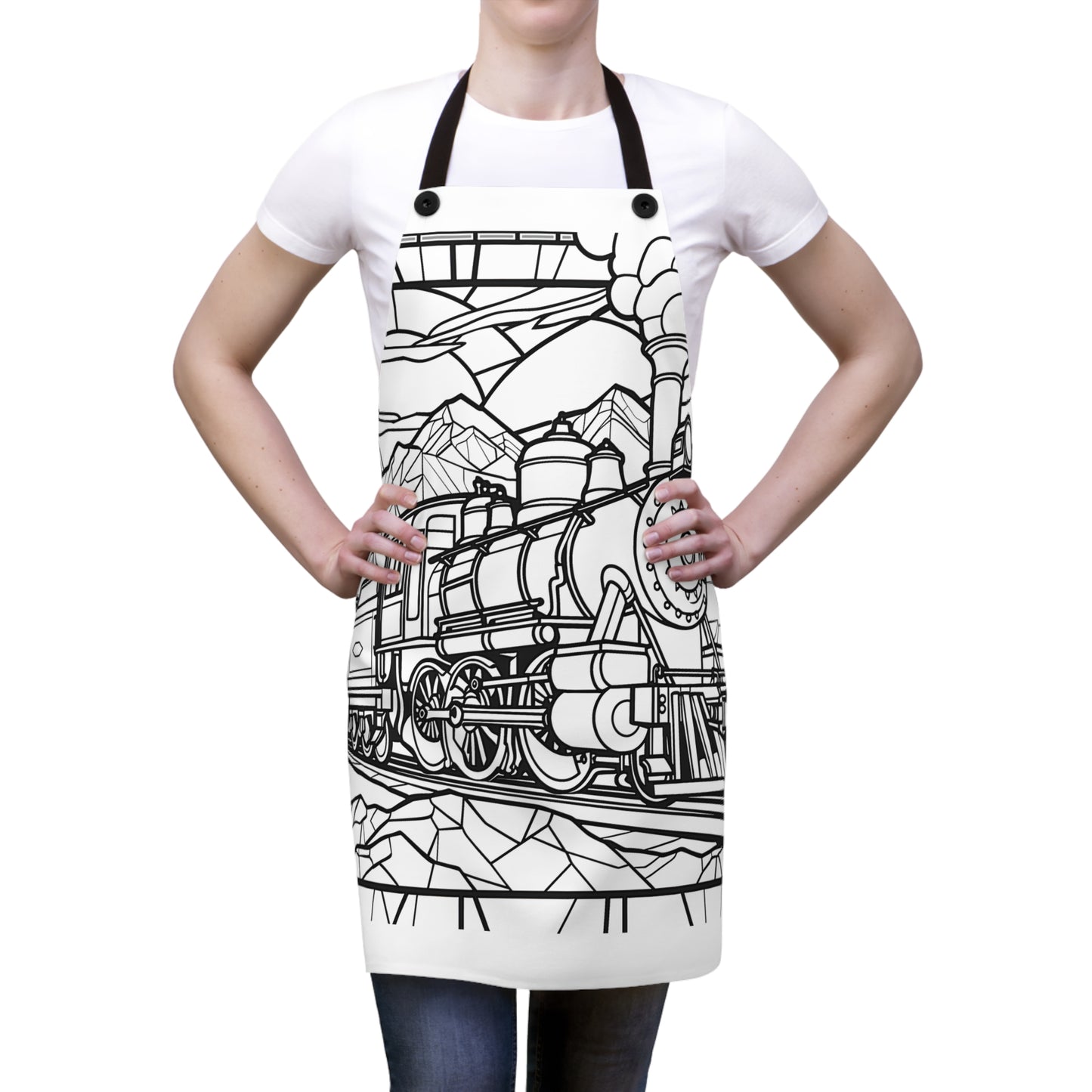 Apron Coloring Kit with 10 Fabric Markers - Steam Locomotive