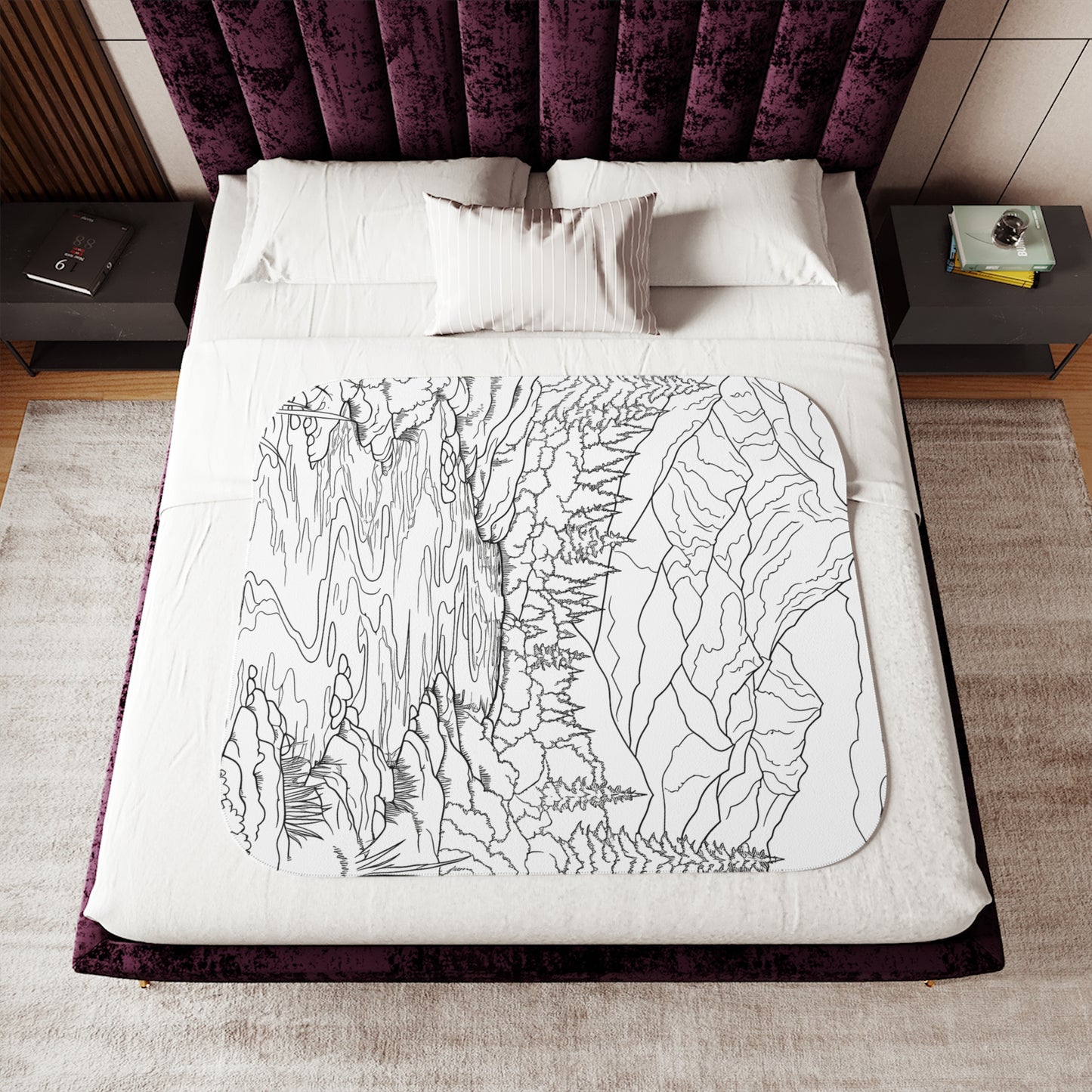 Blanket Coloring Kit with 10 Fabric Markers - Mountain Landscape