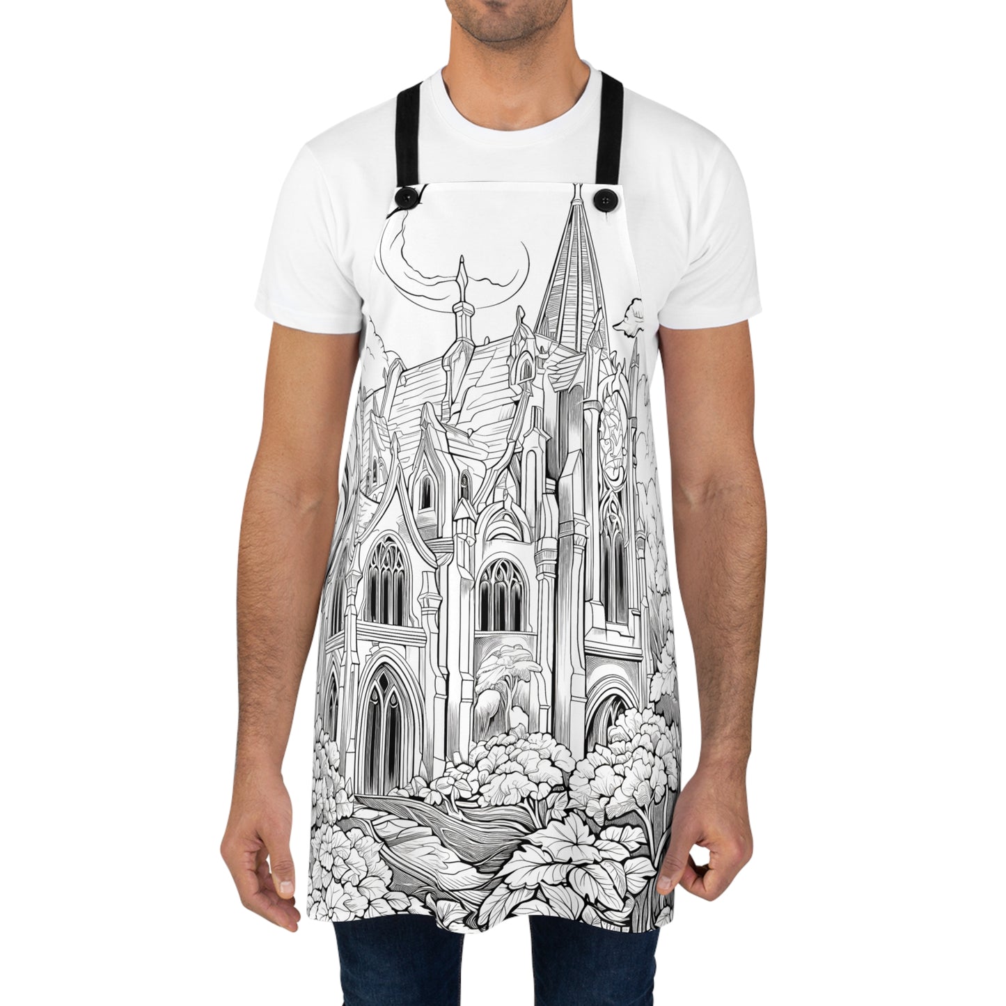 Apron Coloring Kit with 10 Fabric Markers - Gothic Cathedral