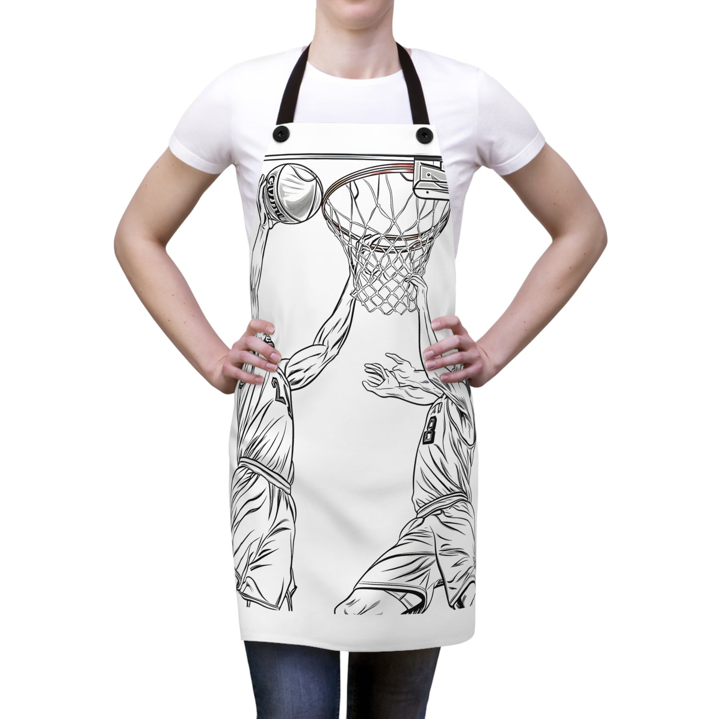 Apron Coloring Kit with 10 Fabric Markers - Basketball Players