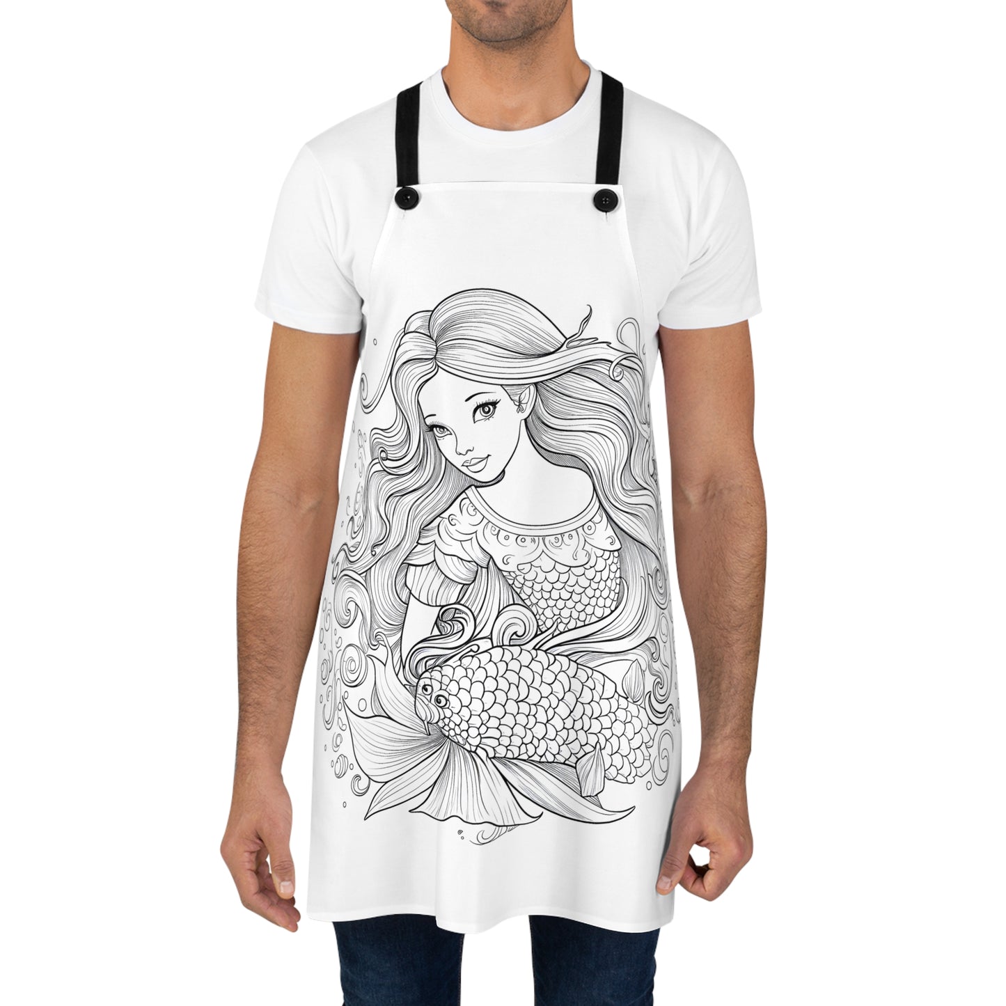 Apron Coloring Kit with 10 Fabric Markers - Mermaid