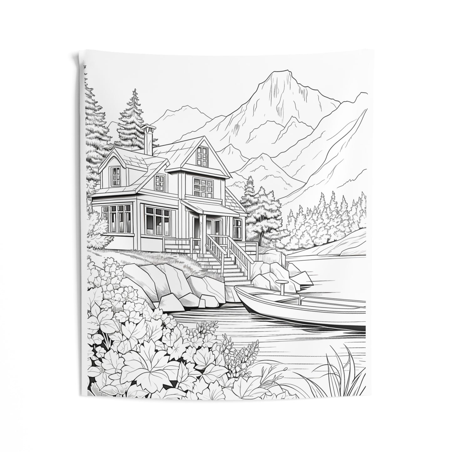 Indoor Wall Tapestries Coloring Kit with 10 Fabric Markers - Mountain House