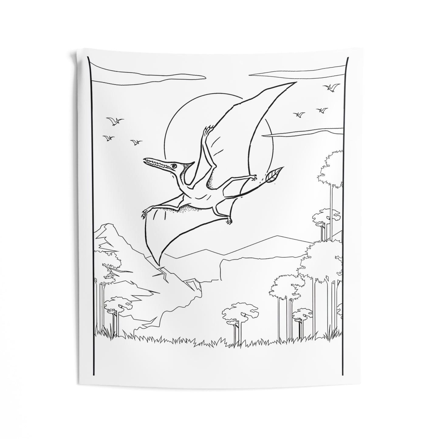 Indoor Wall Tapestries Coloring Kit with 10 Fabric Markers - Pterodactyl