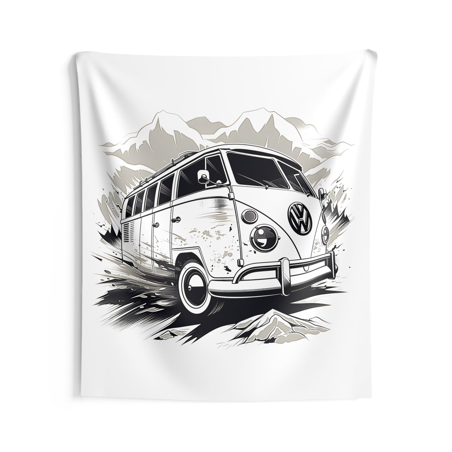 Indoor Wall Tapestries Coloring Kit with 10 Fabric Markers - Vintage Camper Van