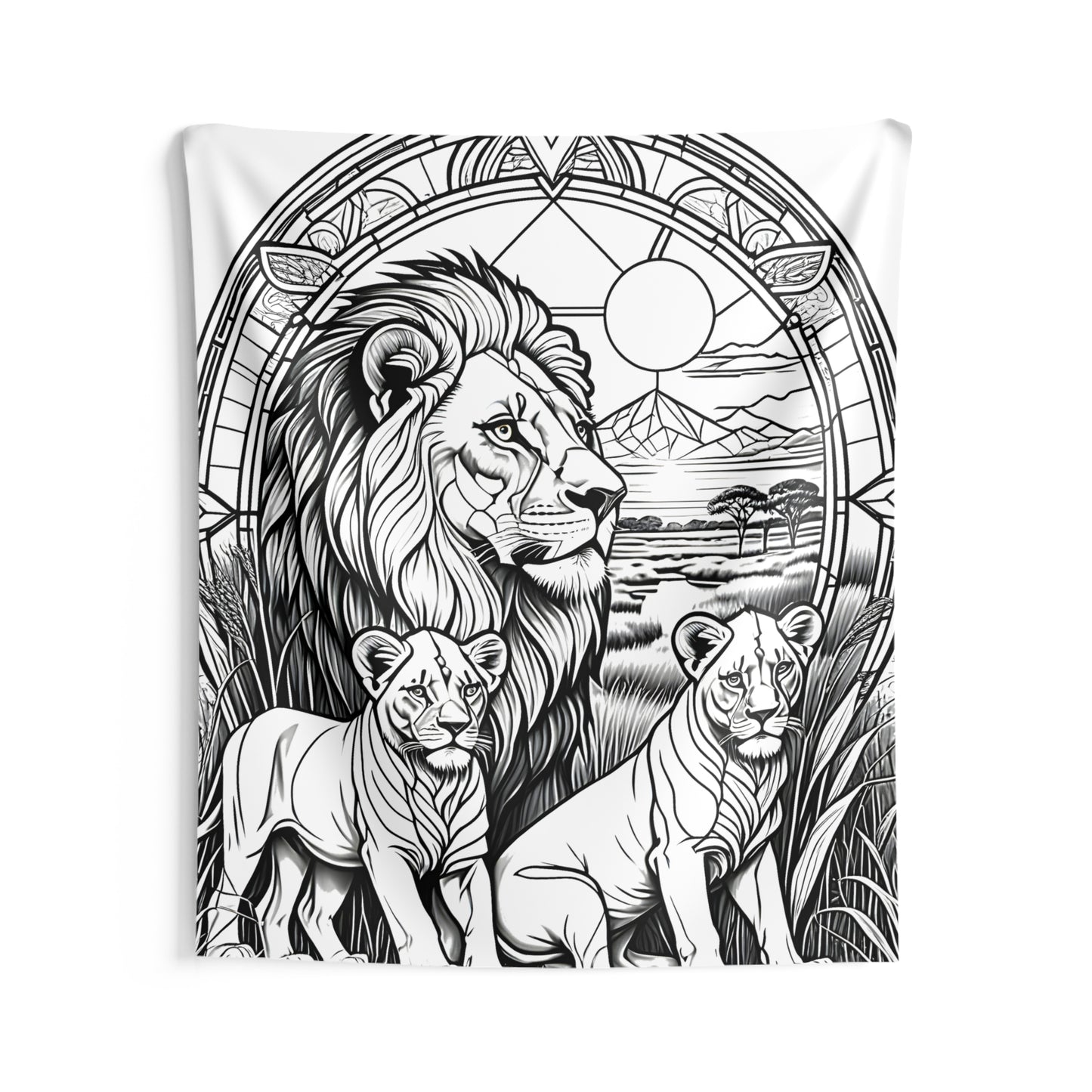 Indoor Wall Tapestries Coloring Kit with 10 Fabric Markers - Lion Family