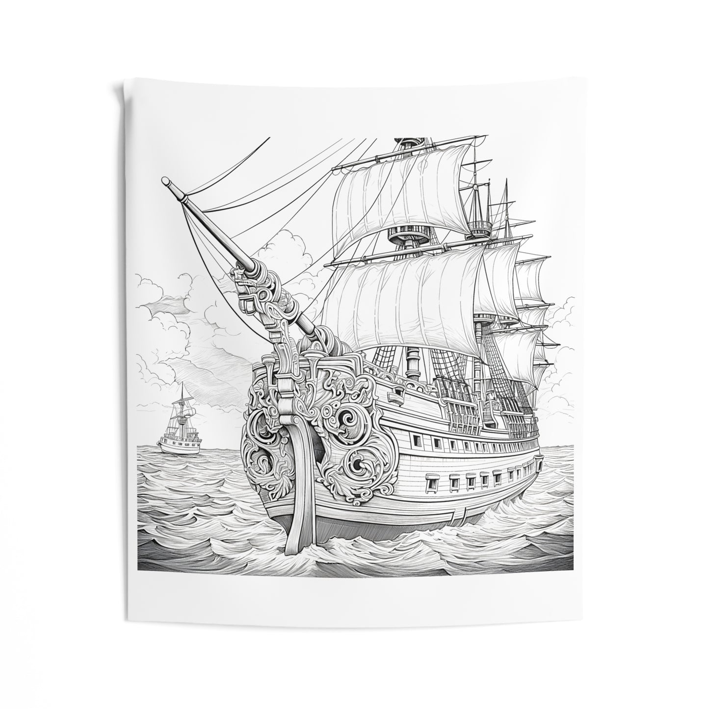 Indoor Wall Tapestries Coloring Kit with 10 Fabric Markers - Sailing Ships