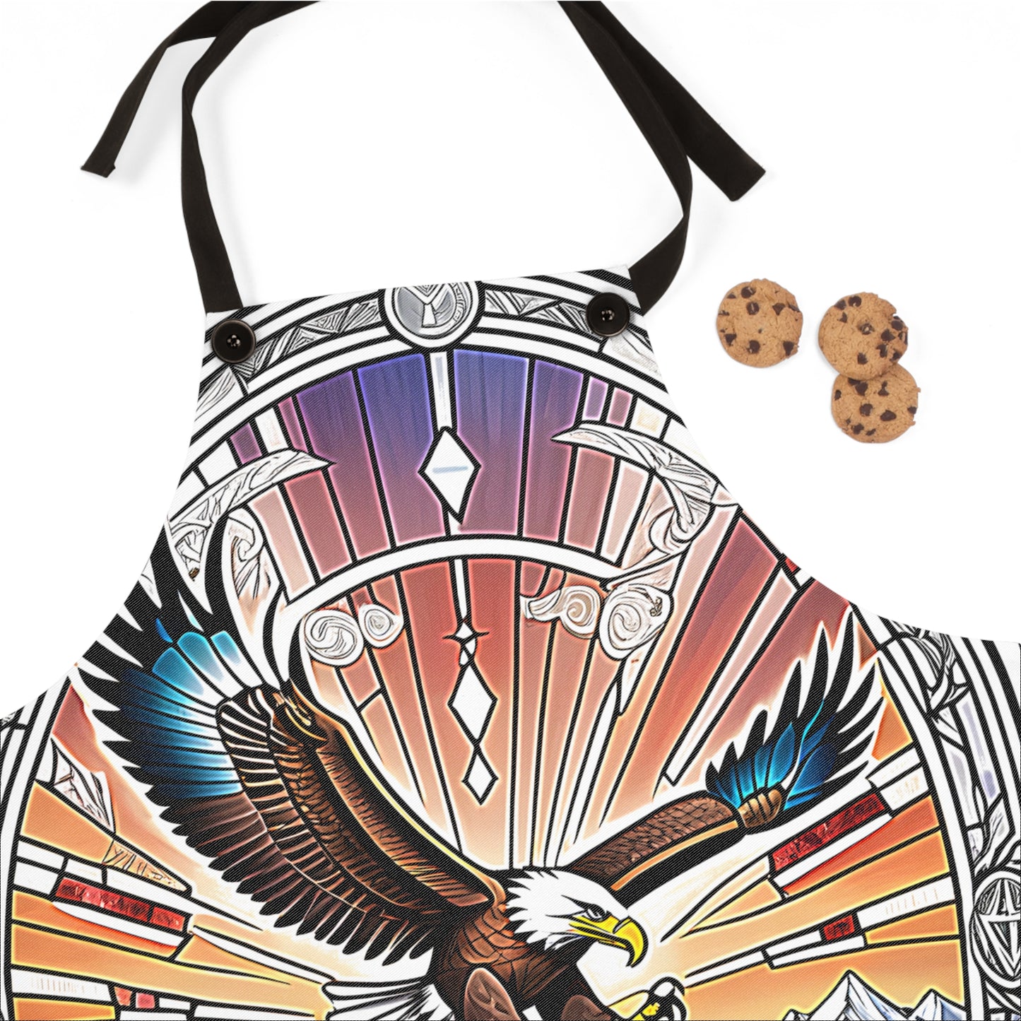 Apron Colorful Graphic Design - Eagle and Mountain Landscape