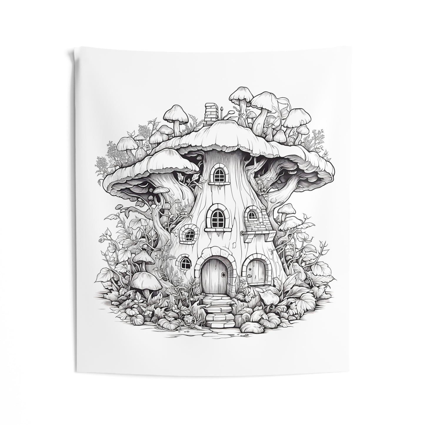 Indoor Wall Tapestries Coloring Kit with 10 Fabric Markers - Mushroom House