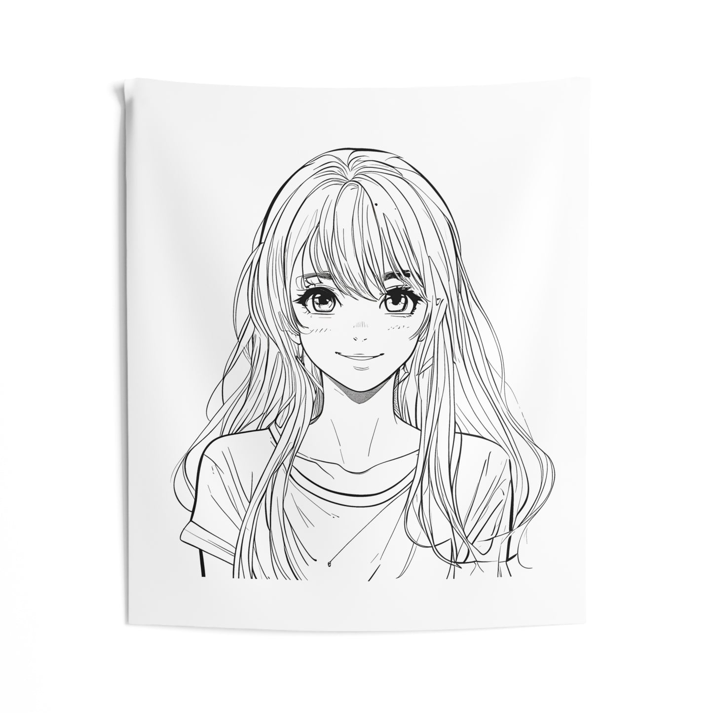 Indoor Wall Tapestries Coloring Kit with 10 Fabric Markers - Anime Girl