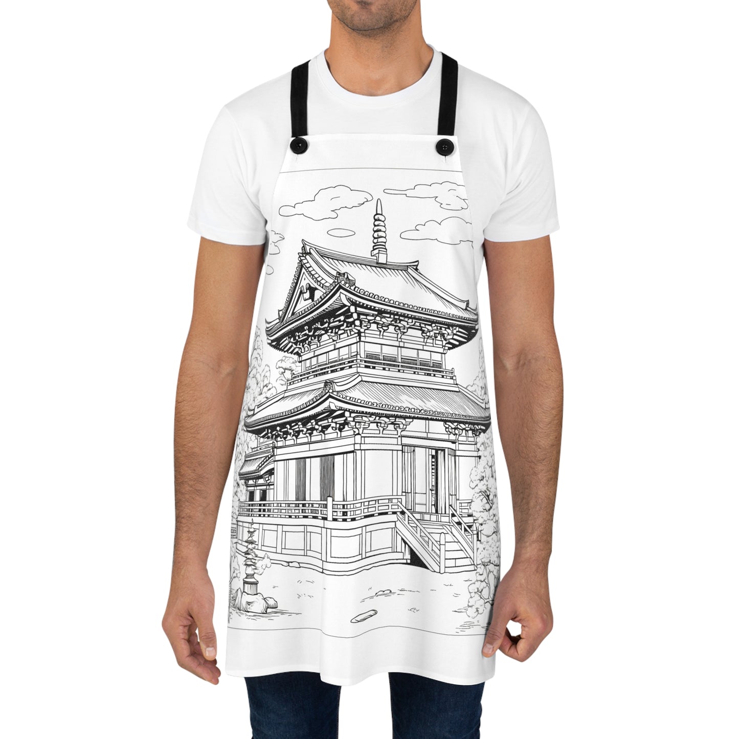 Apron Coloring Kit with 10 Fabric Markers - Japanese Pagoda