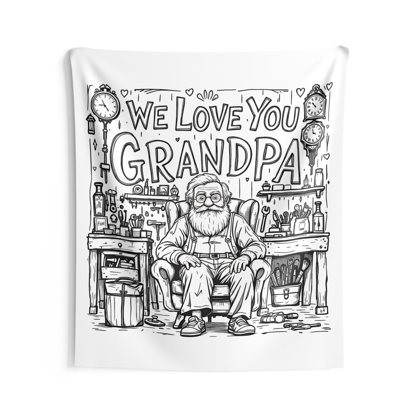 Indoor Wall Tapestries Coloring Kit with 10 Fabric Markers - Grandpa