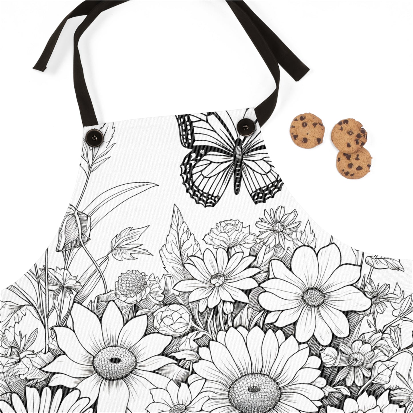 Apron Coloring Kit with 10 Fabric Markers - Bouquet with Butterfly