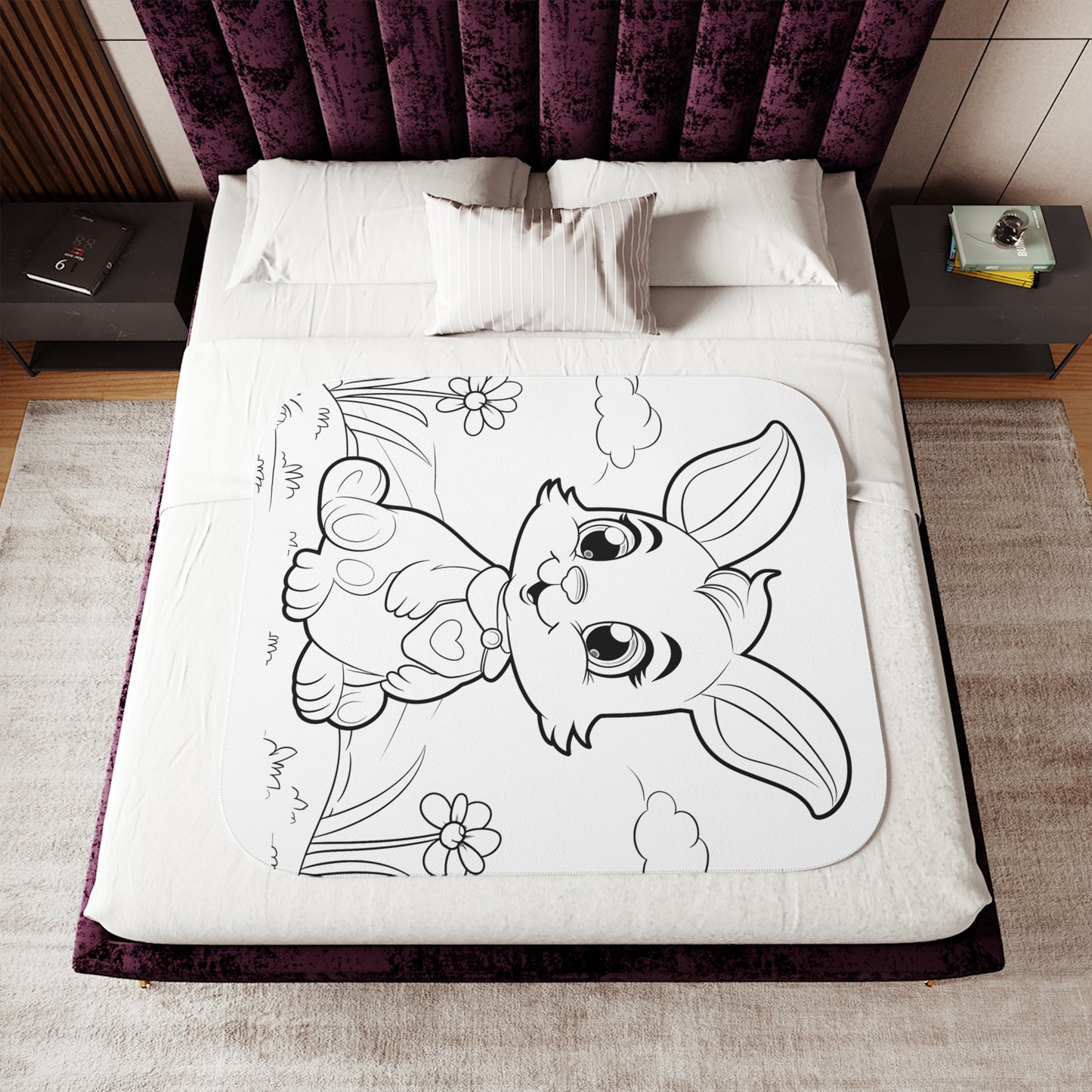 Blanket Coloring Kit with 10 Fabric Markers - Cute Bunny