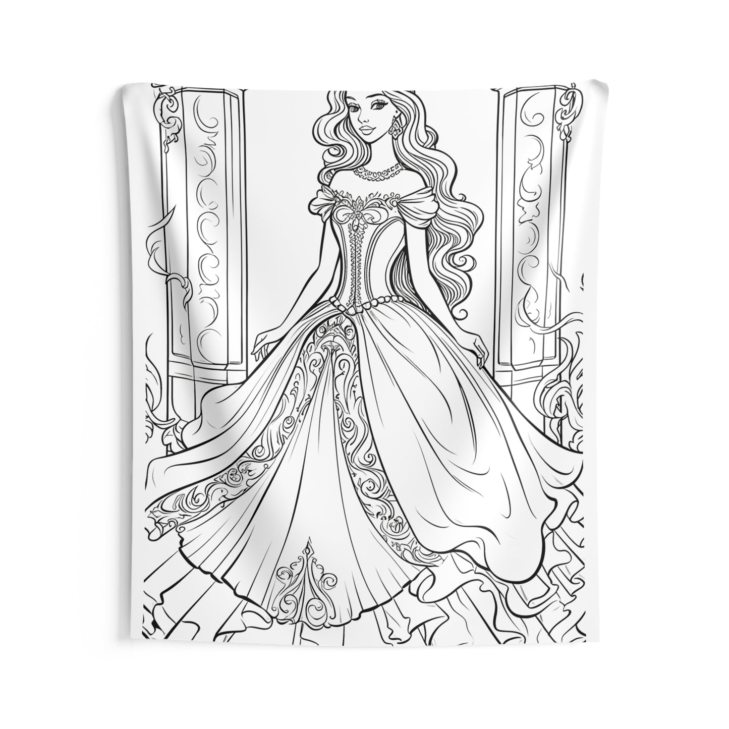 Indoor Wall Tapestries Coloring Kit with 10 Fabric Markers - Elegant Princess