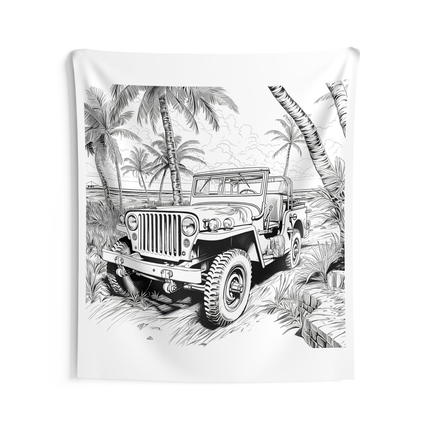 Indoor Wall Tapestries Coloring Kit with 10 Fabric Markers - Jeep