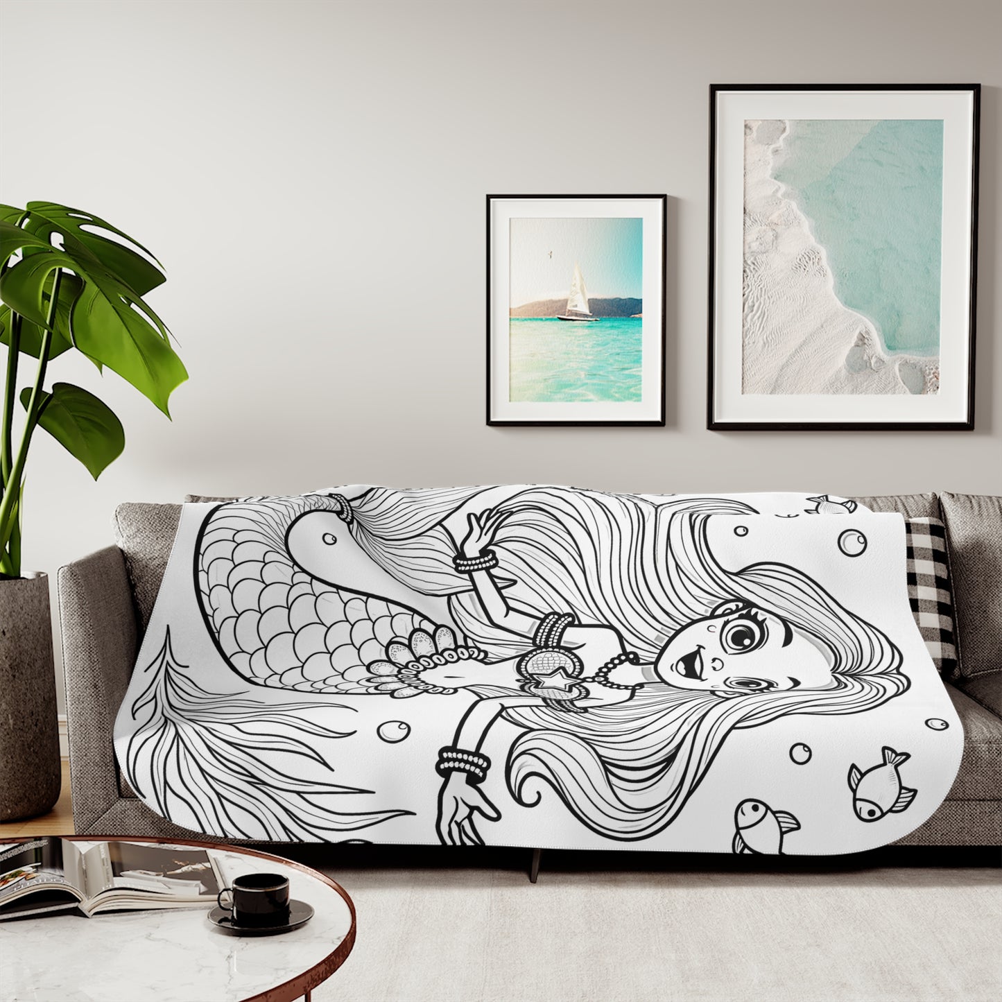 Blanket Coloring Kit with 10 Fabric Markers - Underwater Mermaid