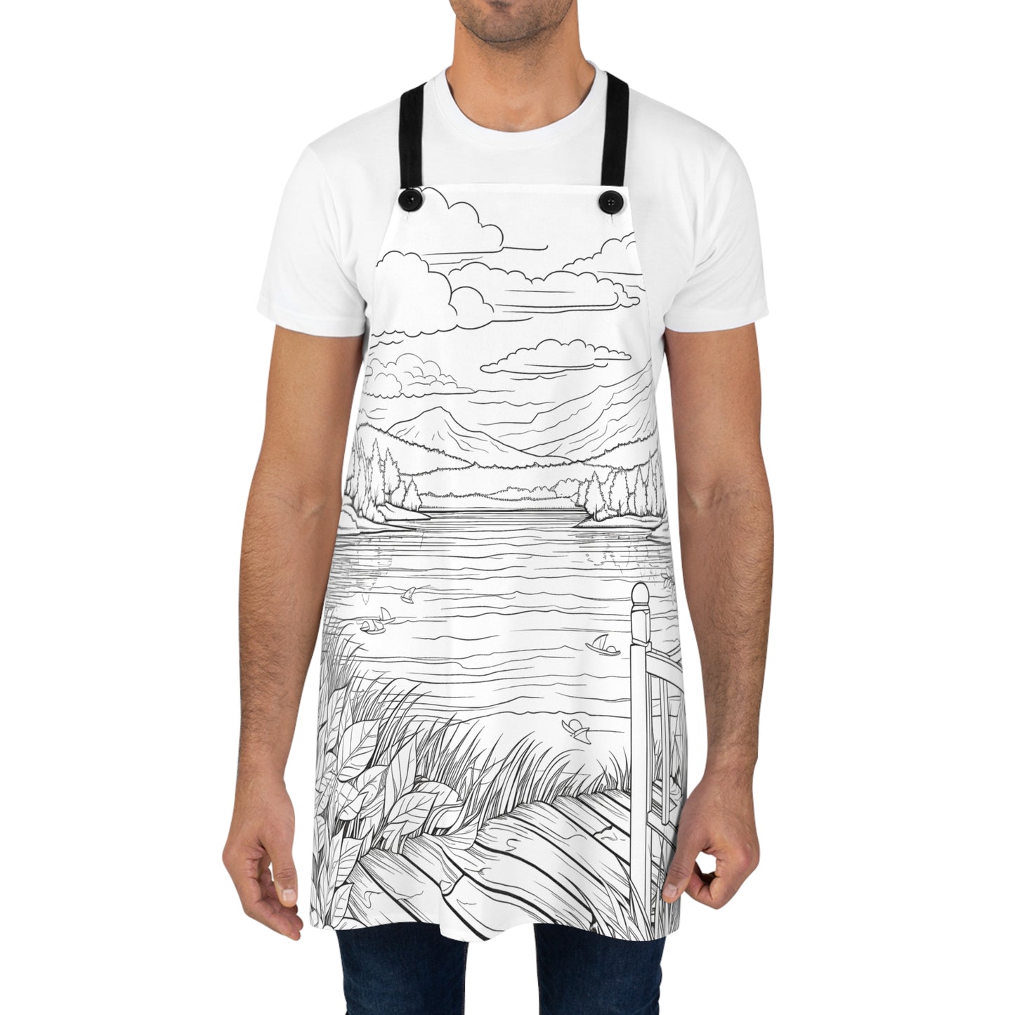 Apron Coloring Kit with 10 Fabric Markers - Mountains and Lake
