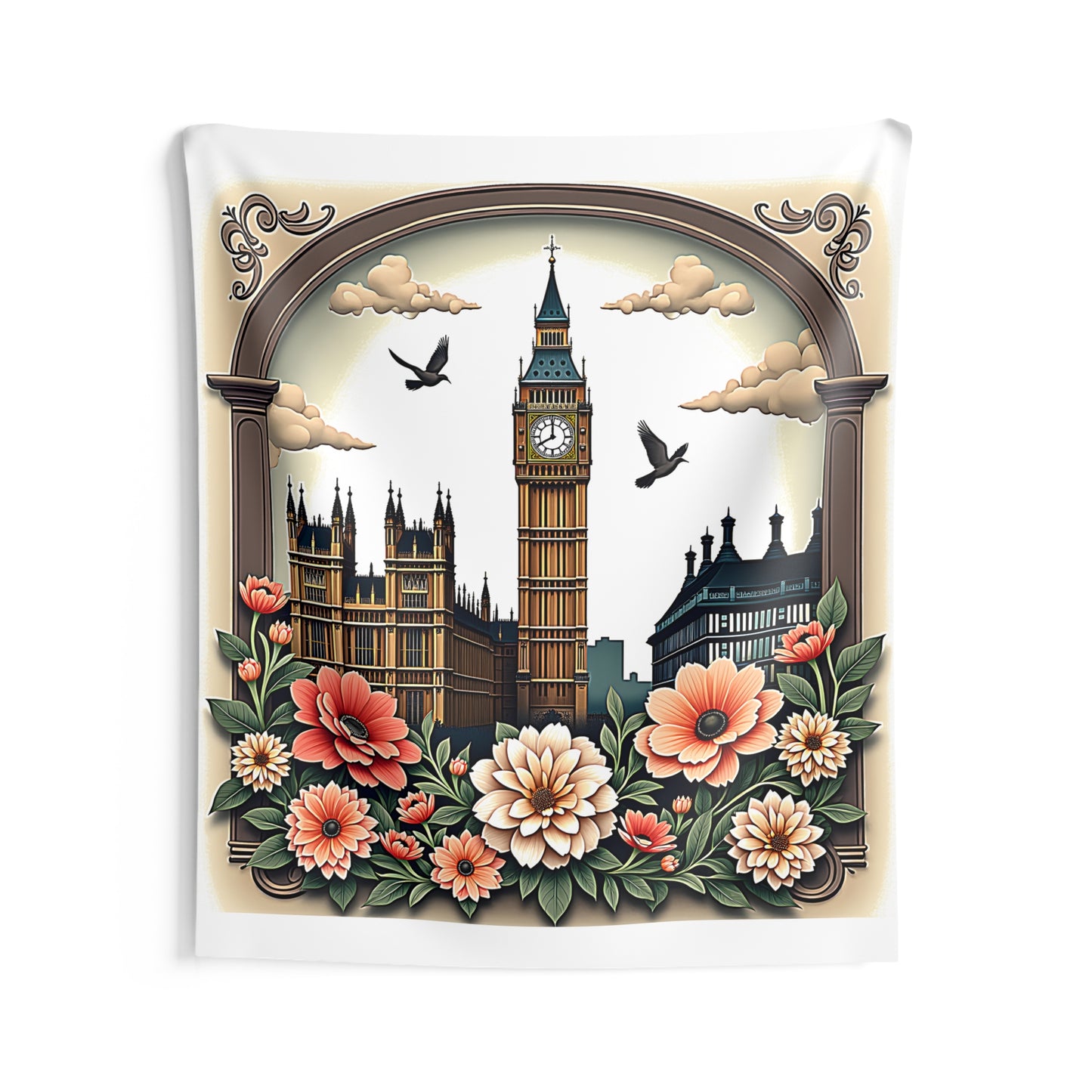 Indoor Wall Tapestries Colorful Graphic Design - Clock Tower