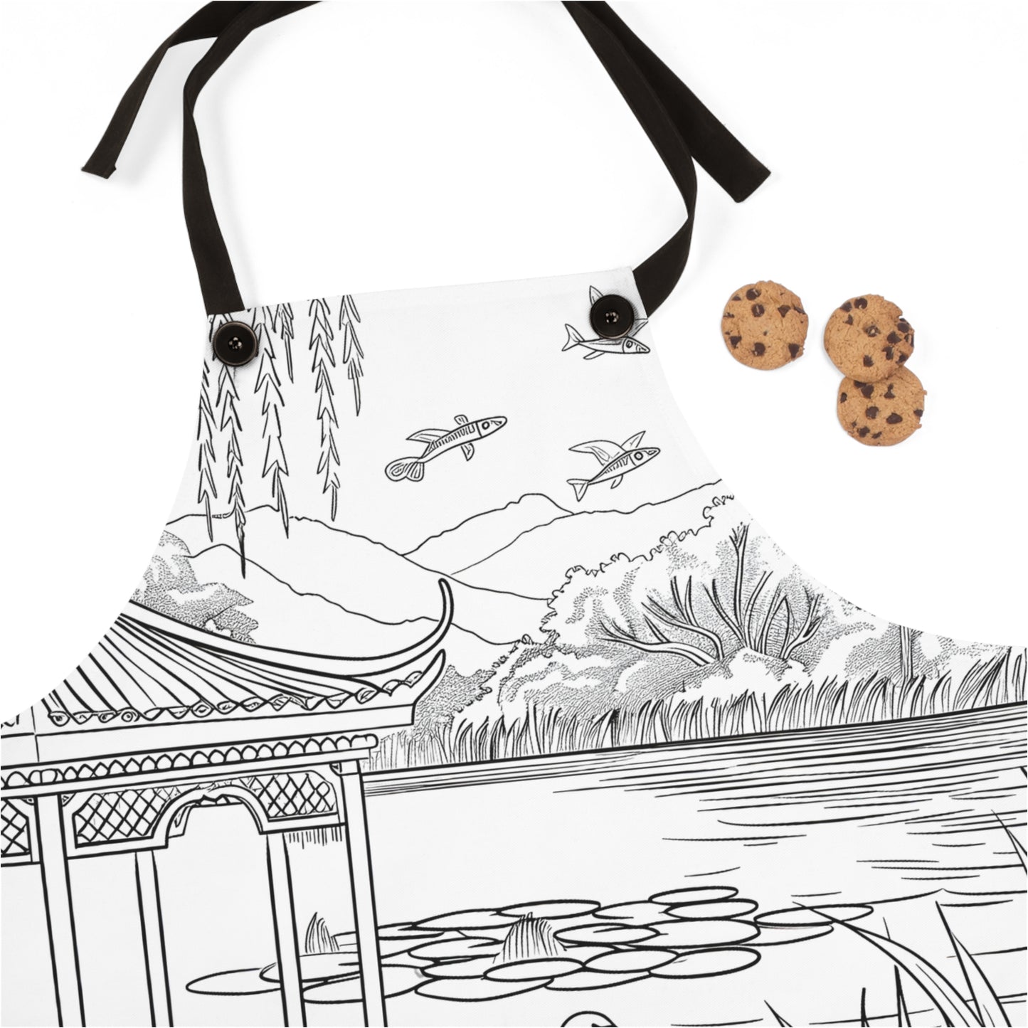 Apron Coloring Kit with 10 Fabric Markers - Serene Lake