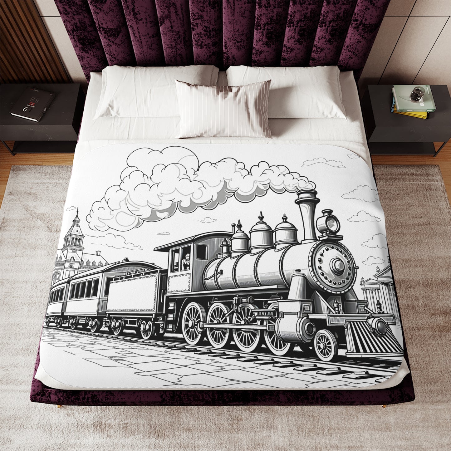 Blanket Coloring Kit with 10 Fabric Markers - Train