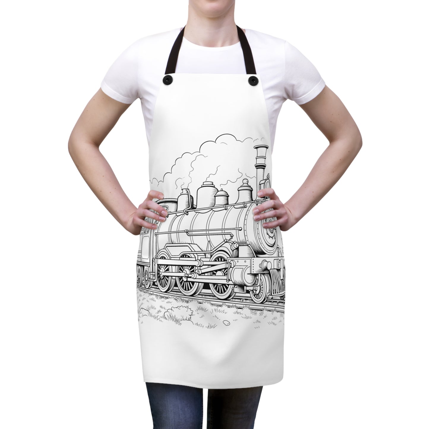 Apron Coloring Kit with 10 Fabric Markers - Steam Locomotive