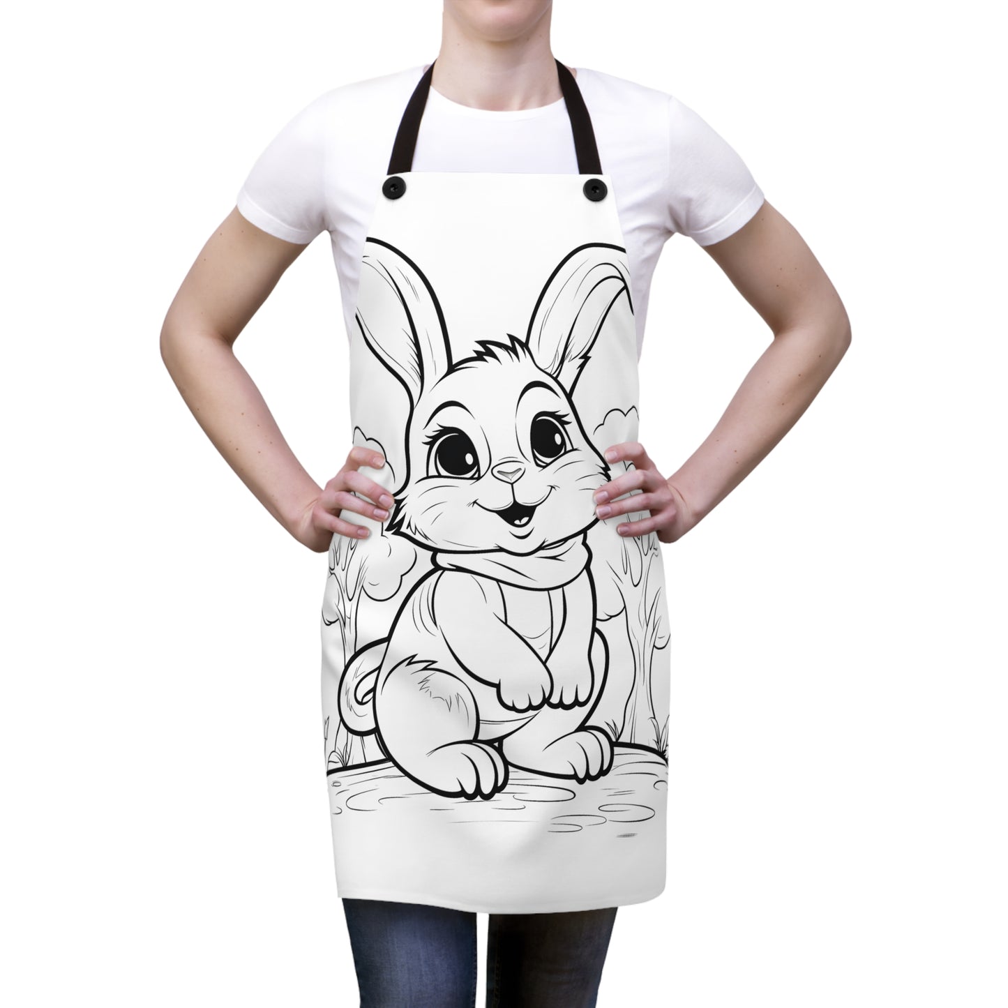 Apron Coloring Kit with 10 Fabric Markers - Cute Bunny