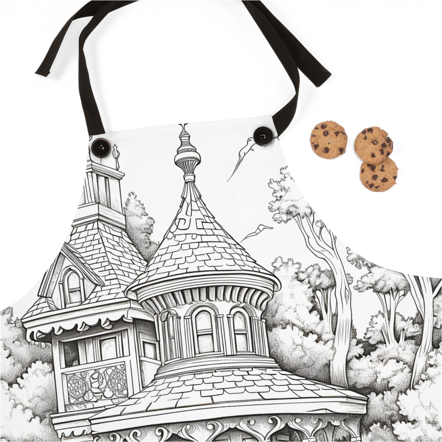 Apron Coloring Kit with 10 Fabric Markers - Victorian House in Nature