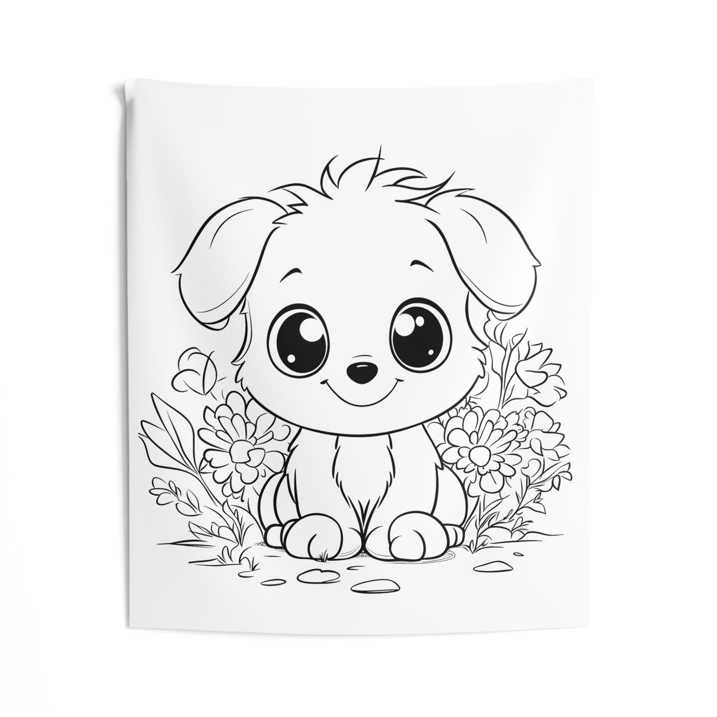 Indoor Wall Tapestries Coloring Kit with 10 Fabric Markers - Puppy