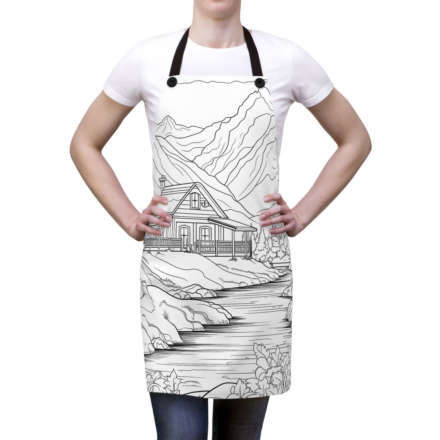 Apron Coloring Kit with 10 Fabric Markers - Mountain Cabin