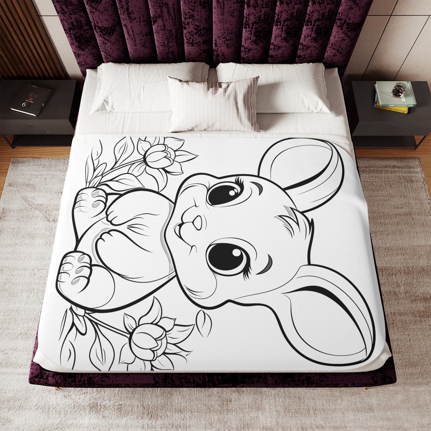 Blanket Coloring Kit with 10 Fabric Markers - Cute Bunny