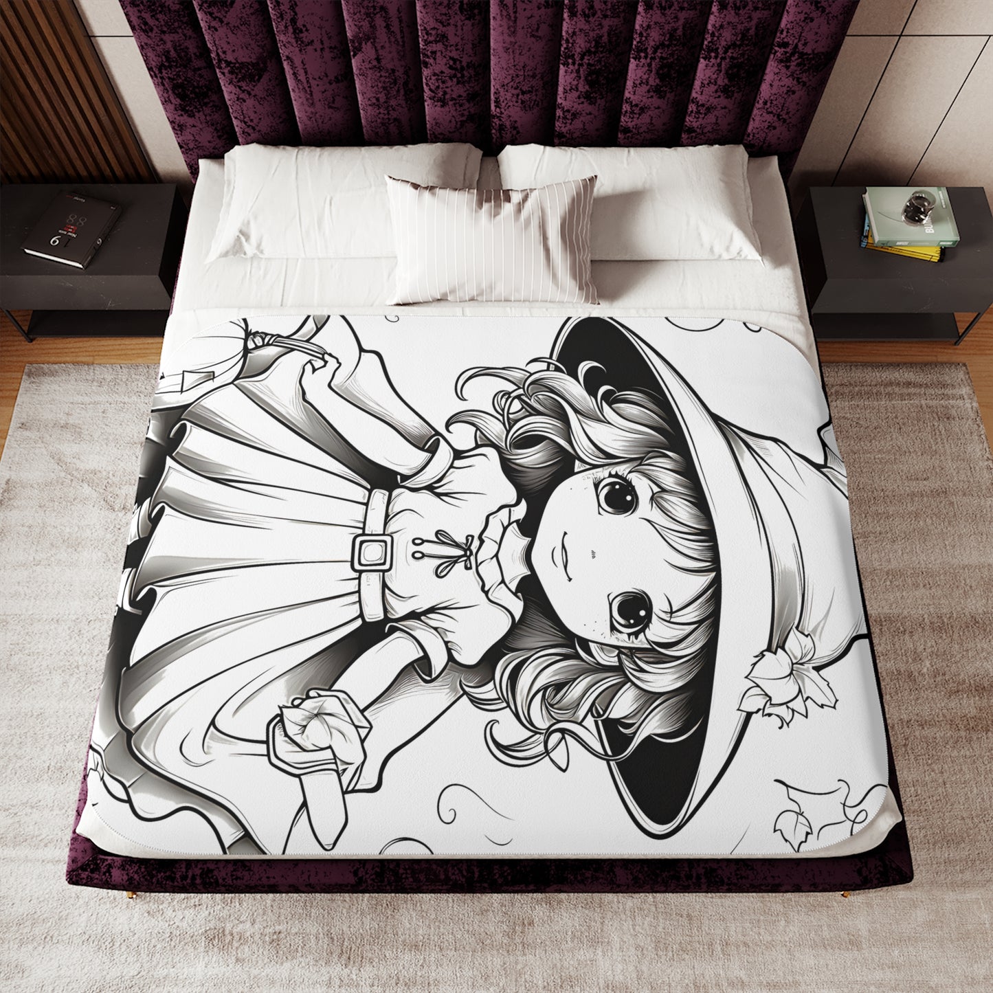 Blanket Coloring Kit with 10 Fabric Markers - Girl in Witch Costume