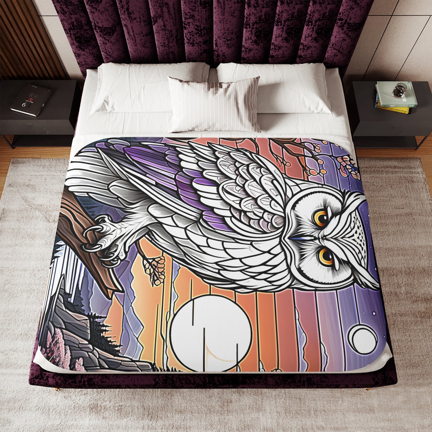 Blanket Colorful Graphic Design - Owl in Nature