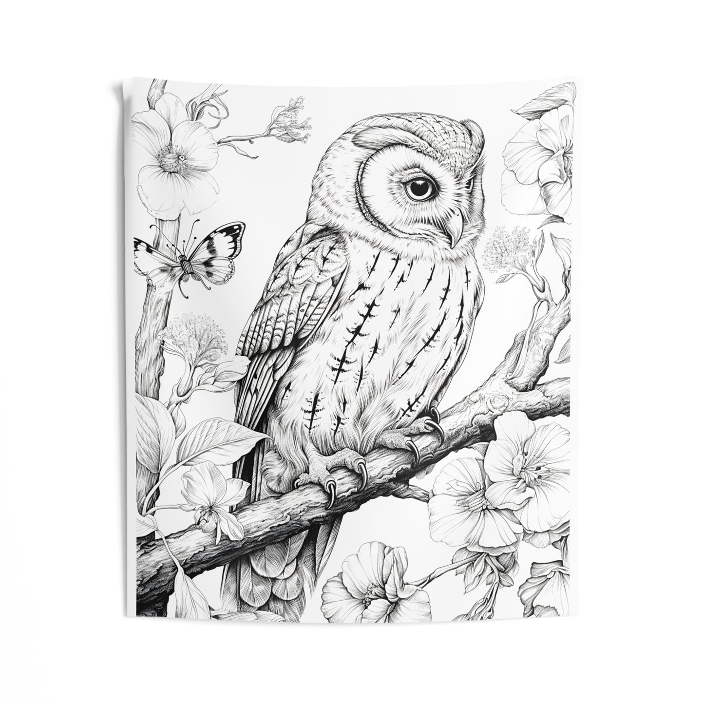 Indoor Wall Tapestries Coloring Kit with 10 Fabric Markers - Owl