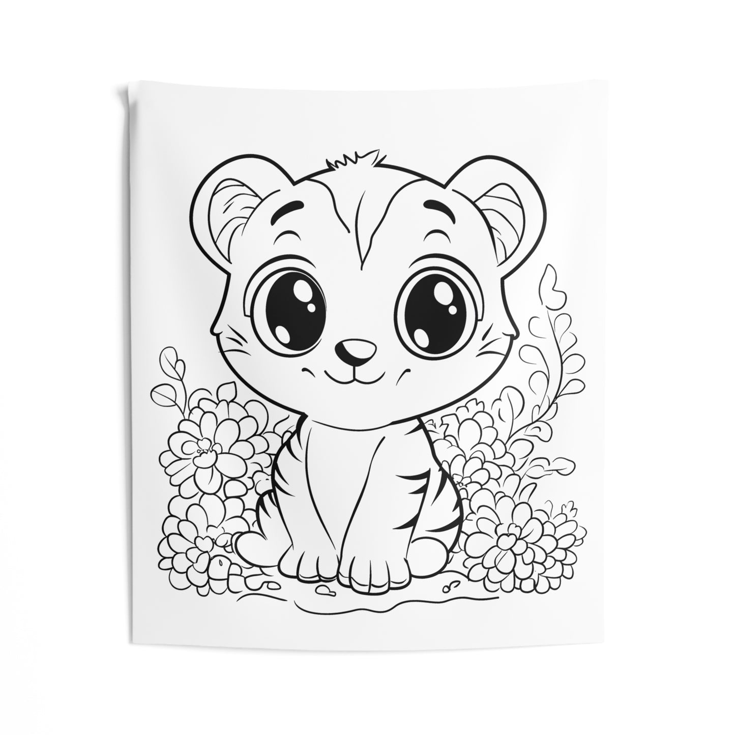 Indoor Wall Tapestries Coloring Kit with 10 Fabric Markers - Cute Baby Tiger