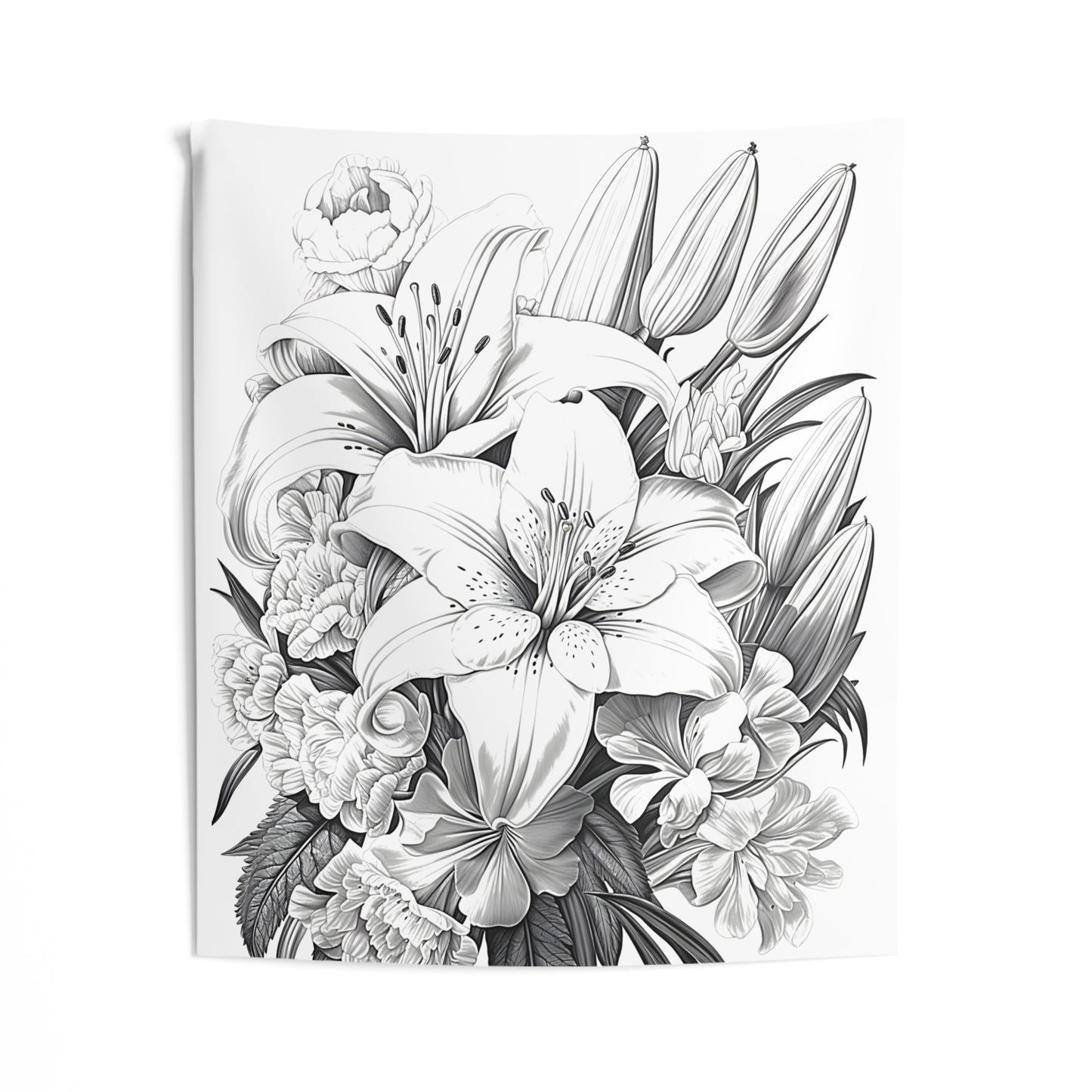 Indoor Wall Tapestries Coloring Kit with 10 Fabric Markers - Lilies