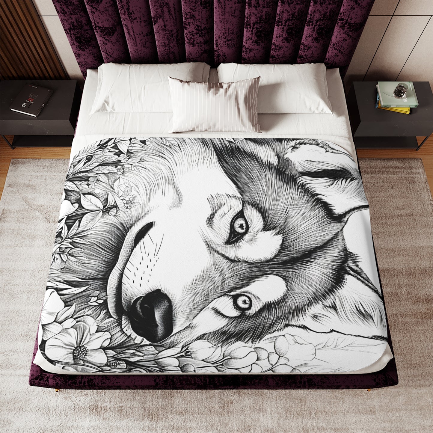 Blanket Coloring Kit with 10 Fabric Markers - Wolf amidst Nature