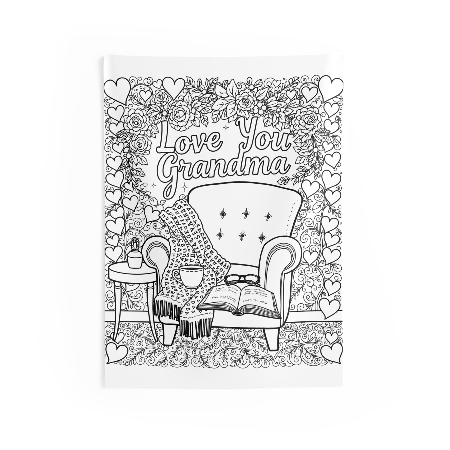 Indoor Wall Tapestries Coloring Kit with 10 Fabric Markers - Grandma