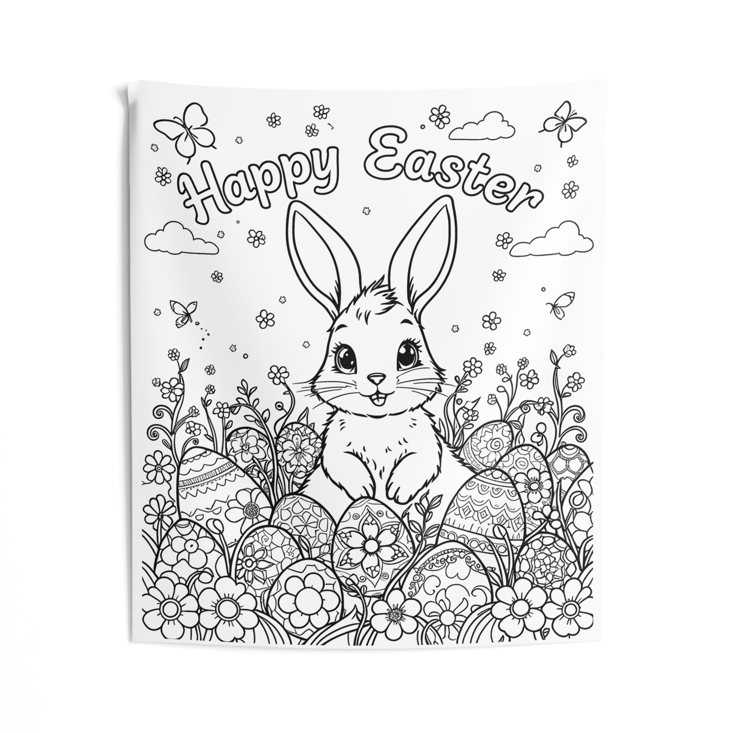 Indoor Wall Tapestries Coloring Kit with 10 Fabric Markers - Easter Bunny