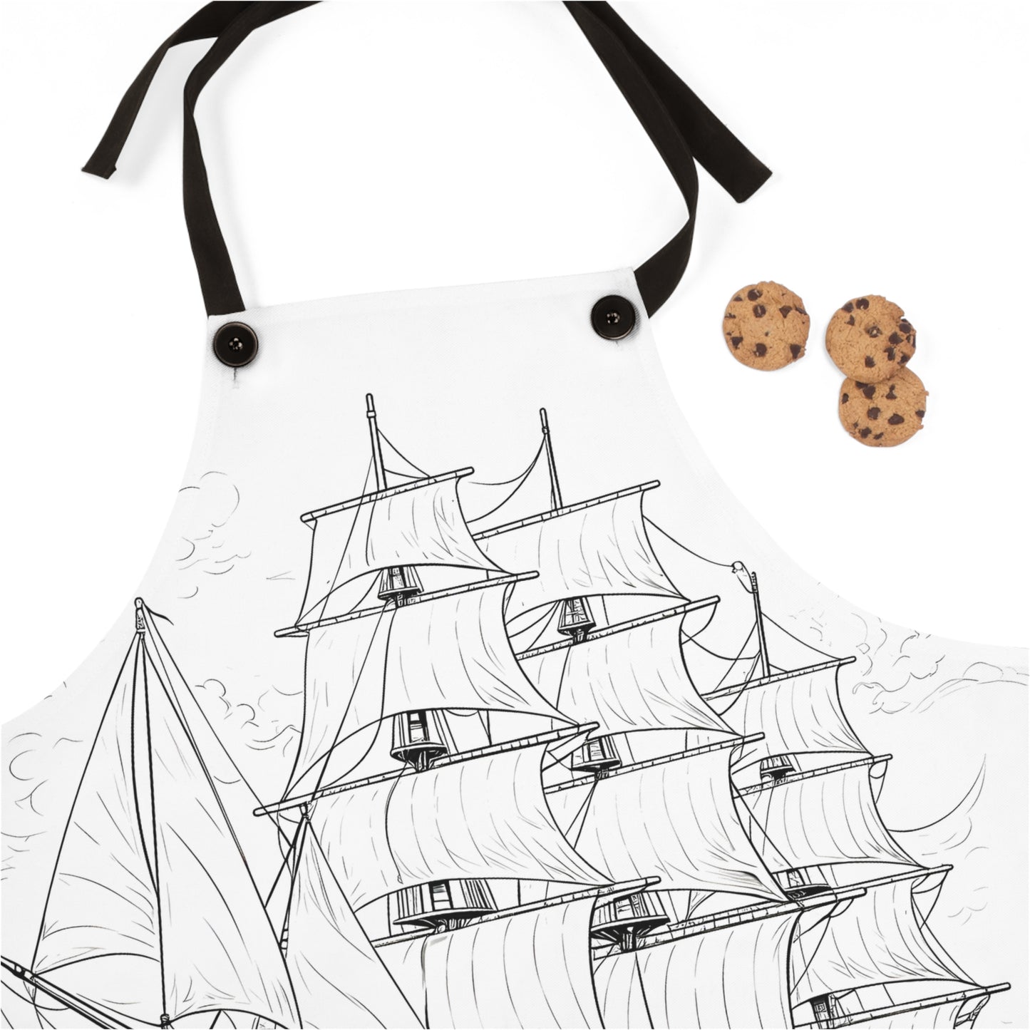 Apron Coloring Kit with 10 Fabric Markers - Sailing Ship