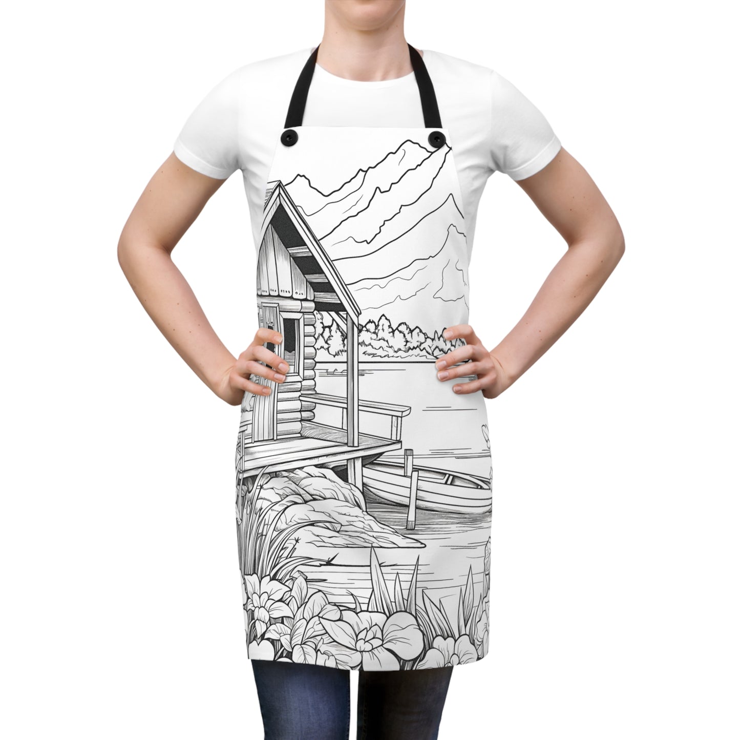 Apron Coloring Kit with 10 Fabric Markers - Mountain Retreat