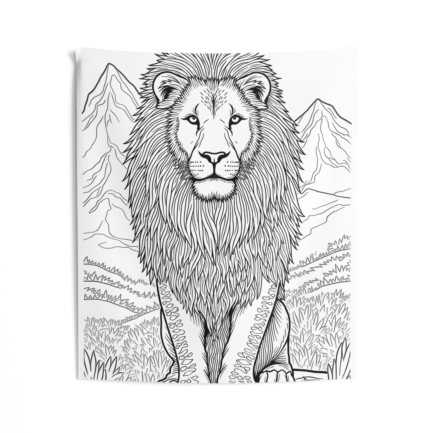 Indoor Wall Tapestries Coloring Kit with 10 Fabric Markers - King of the Jungle