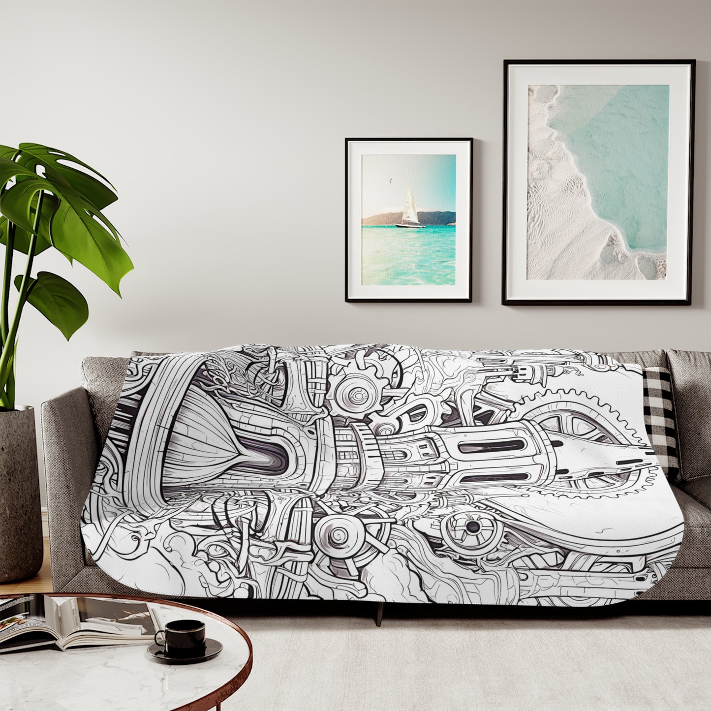 Blanket Coloring Kit with 10 Fabric Markers - Steampunk Towers