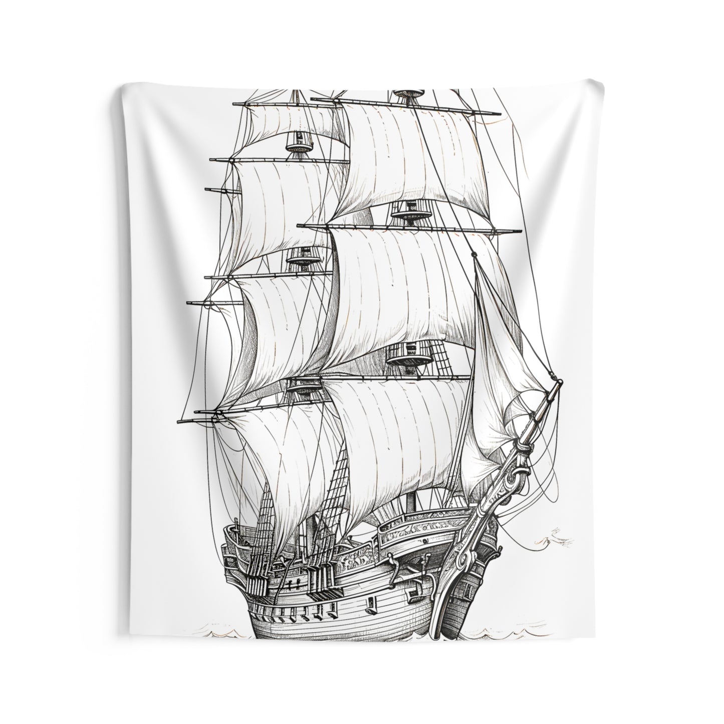 Indoor Wall Tapestries Coloring Kit with 10 Fabric Markers - Sailing Ship