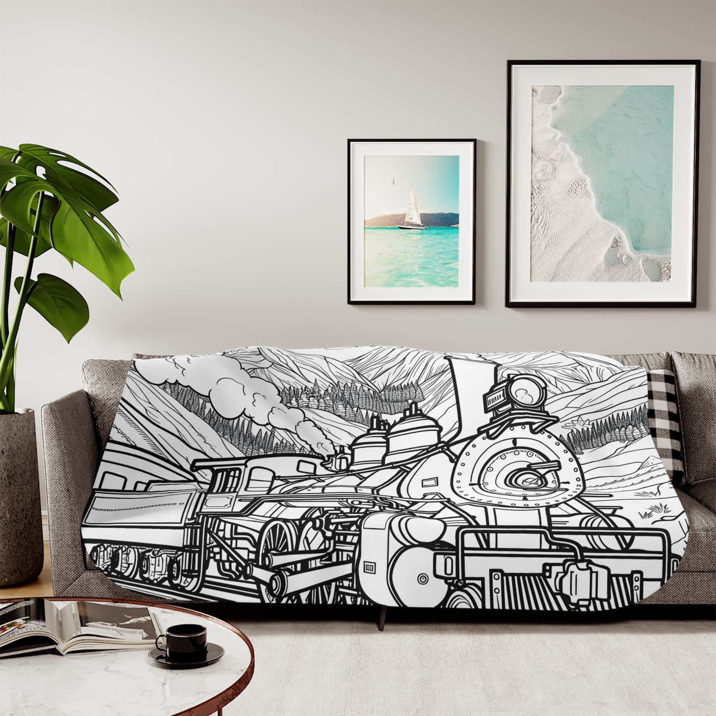 Blanket Coloring Kit with 10 Fabric Markers - Steam Locomotive