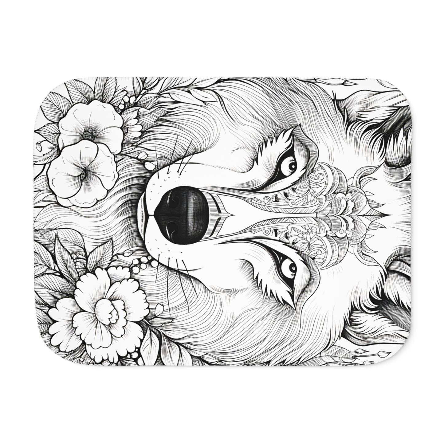 Blanket Coloring Kit with 10 Fabric Markers - Floral Wolf