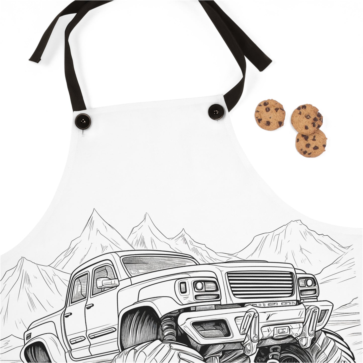 Apron Coloring Kit with 10 Fabric Markers - Monster Truck